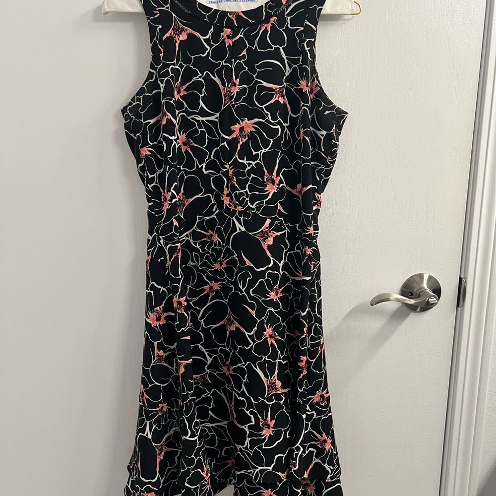 Floral Sleeveless Dress - Black and Pink
